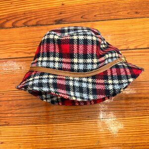 coach plaid wool bucket hat size small